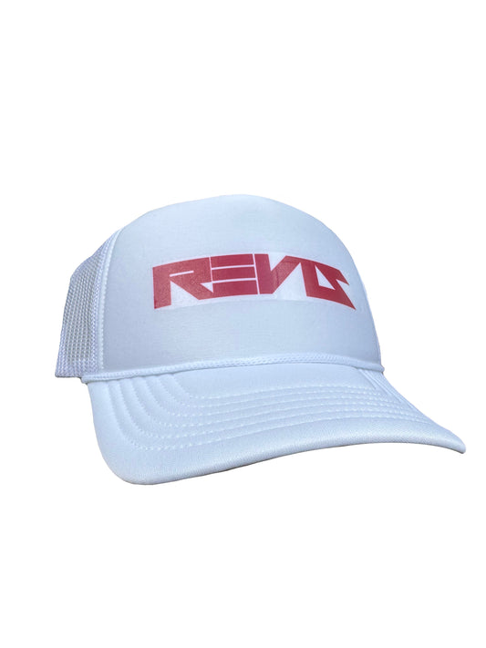 White + Pink Foam Mesh Hat